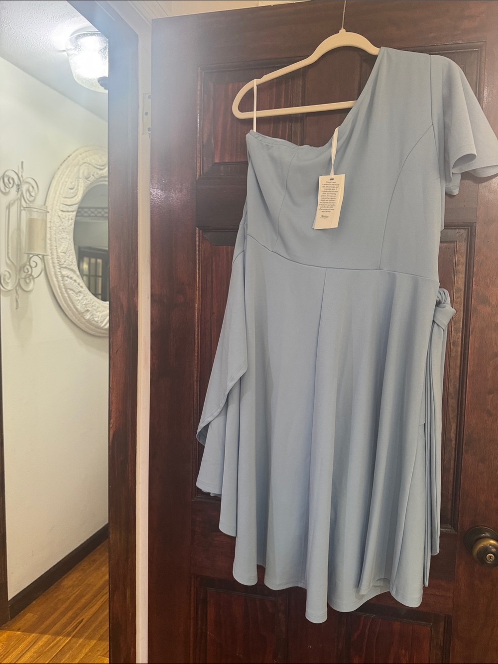 Grace Karin One-Shoulder Soft Blue A-Line Dress